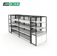 Iron and Wood Shelf Double Sided Shelves Steel Shelf Wire Back Panel for Supermarket