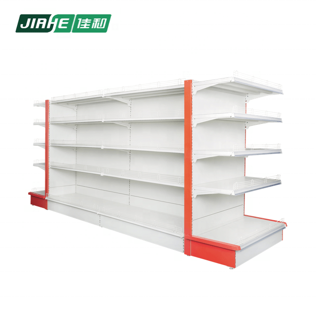 Store Display Fixture and Metal Shelving Unit Used in Supermarket