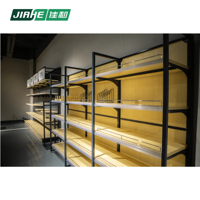High Quality Store Display Stand Shop Fitting Metal and Wooden Shelf for Supermarket