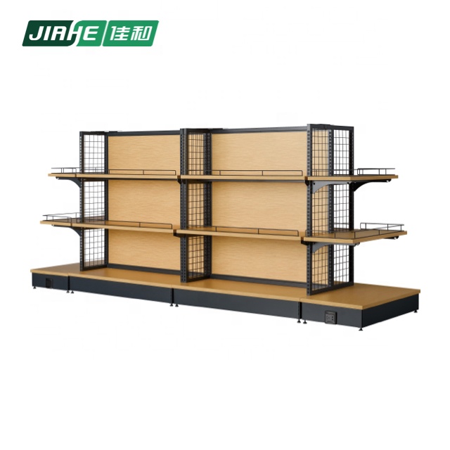 High quality wood and steel gondola shelving and store fixtures for supermarket shelves