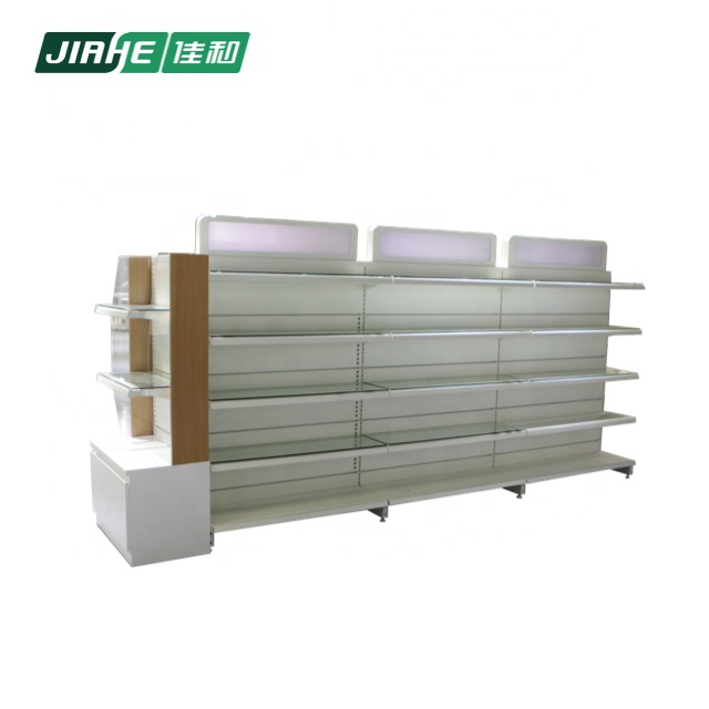 Cosmetic display black gondola shelving stand store supermarket supplies and iron shelf for Supermarket
