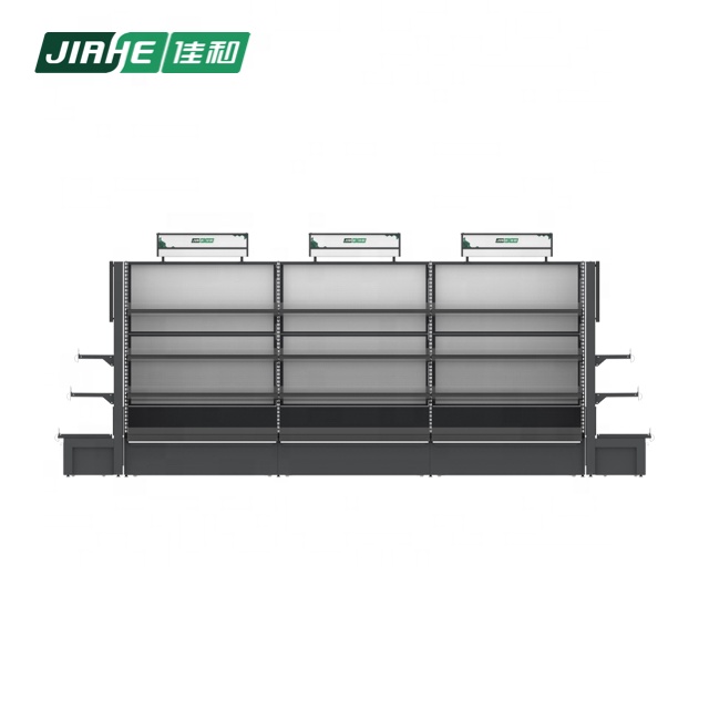 Cosmetic display black gondola shelving stand store supermarket supplies and iron shelf for Supermarket